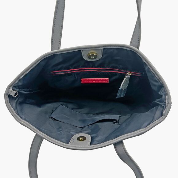 NWOT TOMMY HILFIGER Faux Leather Signature Logo Tote Bag (Gray) - Picture 8 of 9